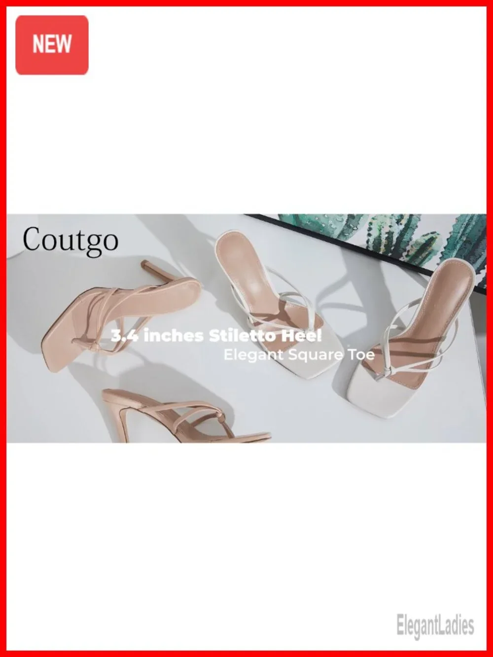Strappy Square Toe Heeled Thong Sandals